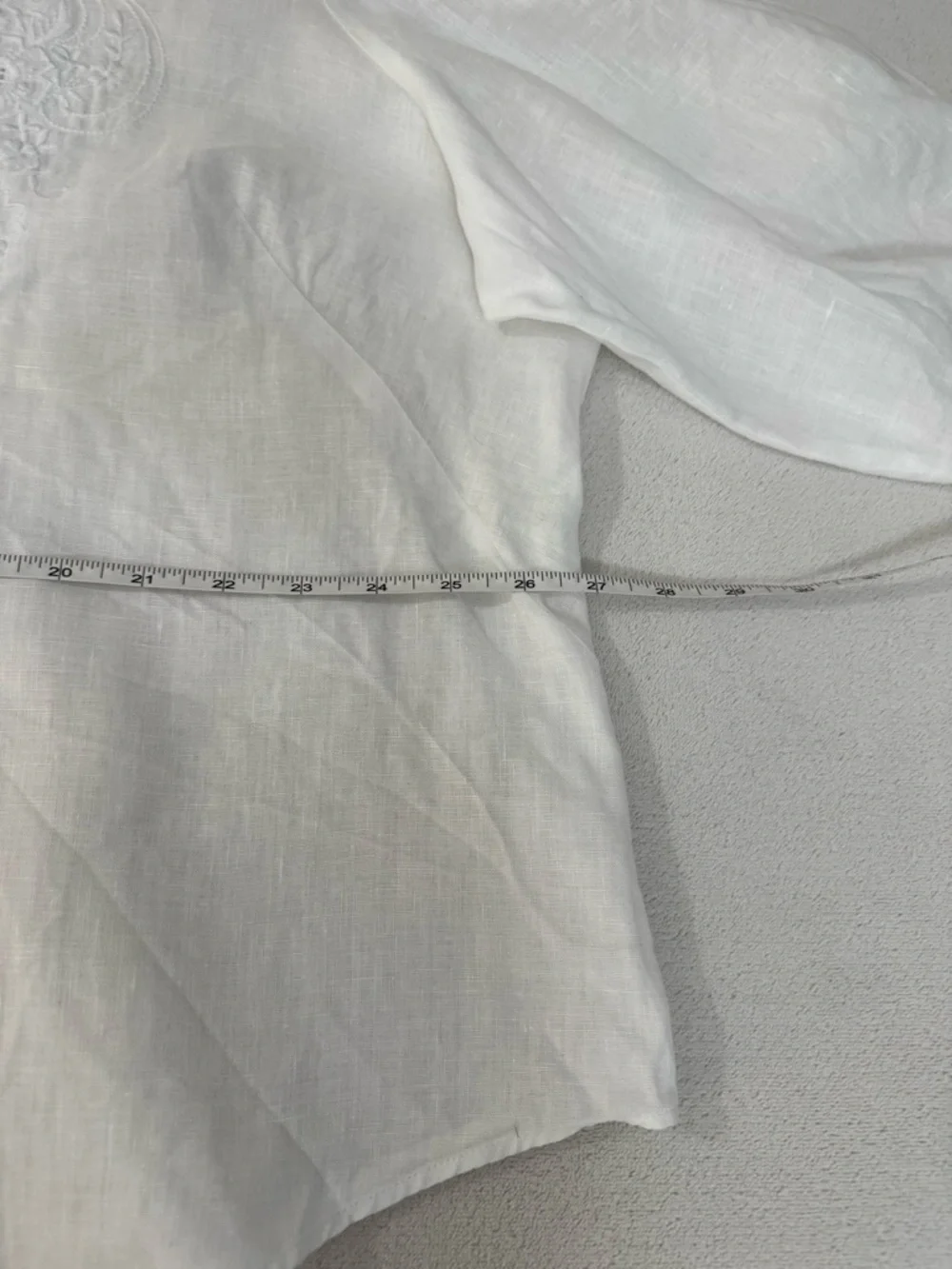 Lafayette 148 New York White Embroidered Button-Front Linen Shirt - Picture 9 of 9